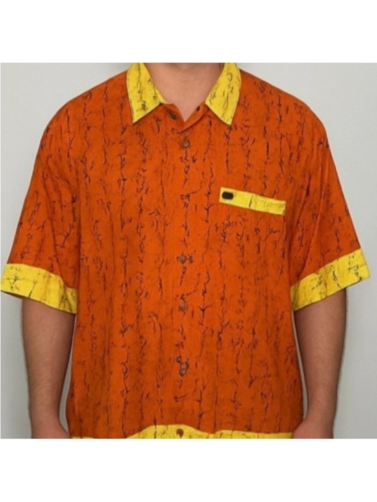 Phat Farm Shirt 90s Short Sleeve Button Front Mens XXL Samurai Sword Tiger AOP - Picture 3 of 13